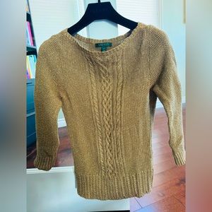 Iconic Ralph Lauren Rope Sparkly Gold Sweater